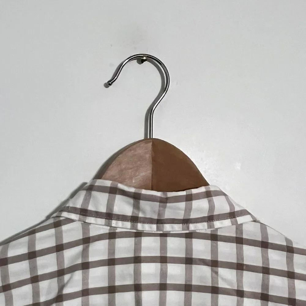 J Crew Mens Washed Casual Shirt Size M White Brown Grey Tailored Fit